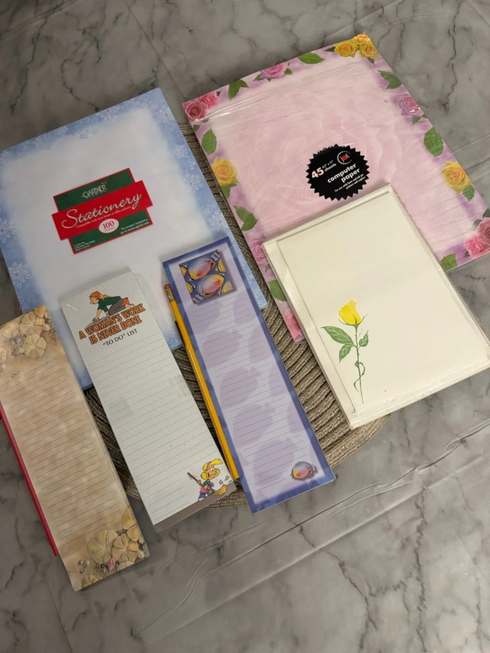 Vintage Y2K Stationery Bundle Lot Notepads Paper Magnetic Lists Floral Nautical